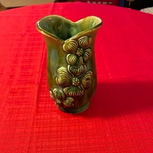 Vintage Green Brush vase 6” tall made in the USA